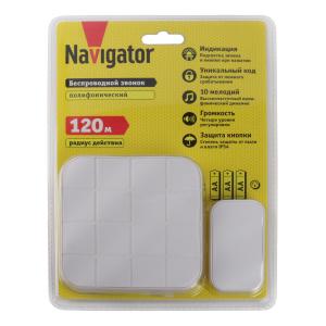Звонок дистанционный Navigator, IP54, до 120 метров NDB-D-DC05-1V1-WH